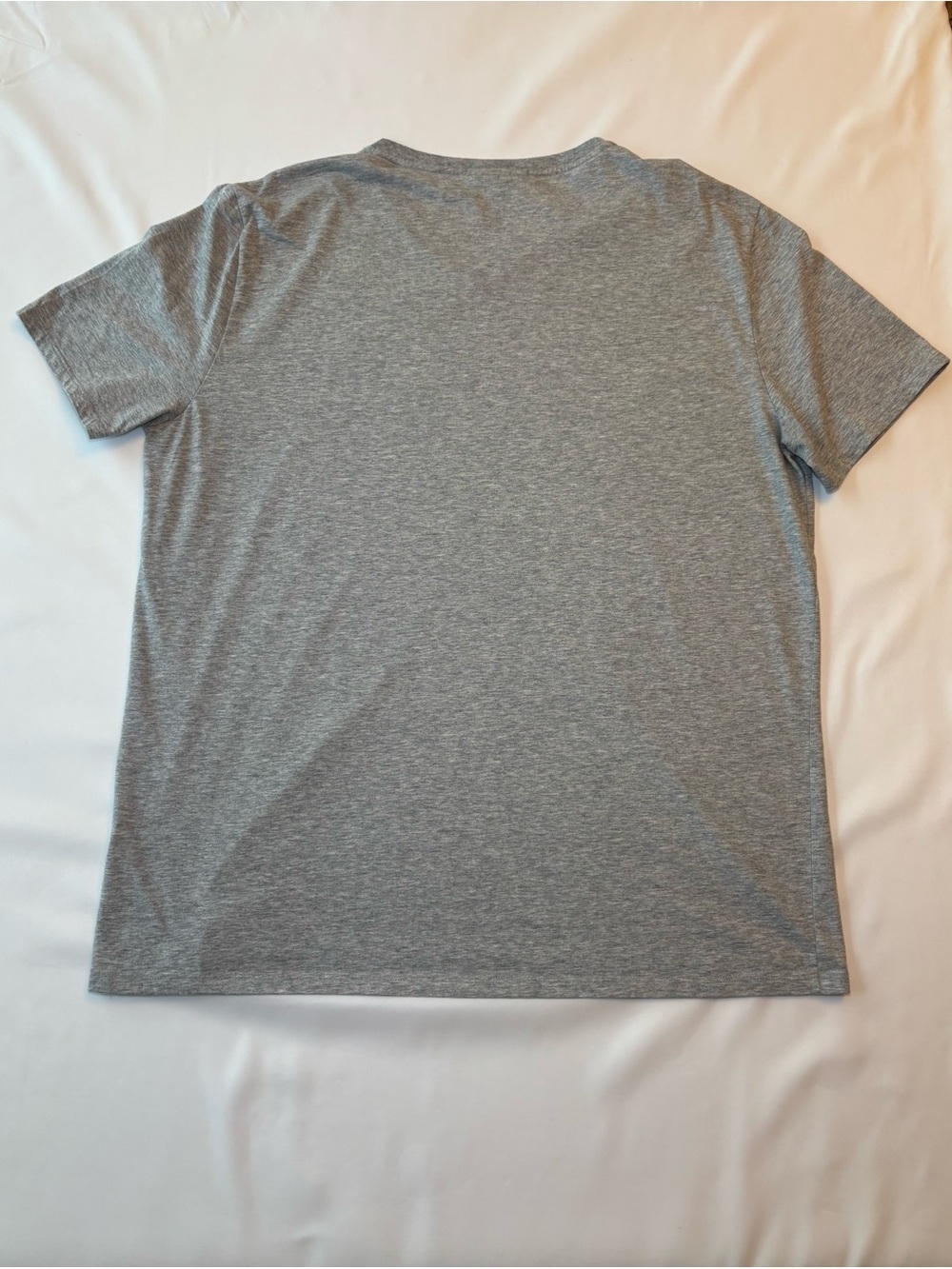 Lacoste Men's Gray V-Neck Short Sleeve Tee with Green Croc - Picture 2 of 4